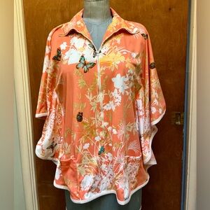 Vintage 1970’s Jodi Inc. Butterfly print with Butterfly Sleeves Poncho Tunic